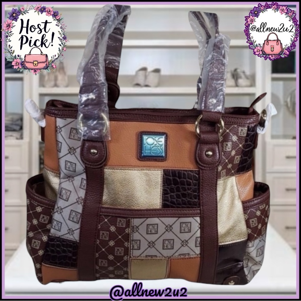 Jose Hess Patchwork Satchel Faux Leather